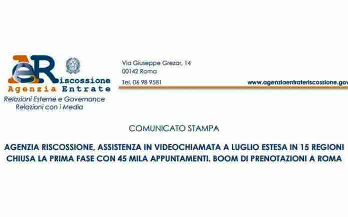 Videochiamata Agenzia delle Entrate Riscossione