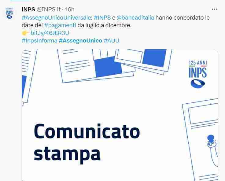 Comunicato stampa INPS